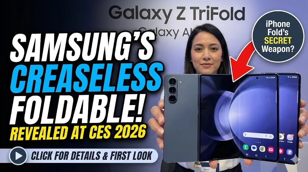Samsung Creaseless Foldable Display prototype demonstration CES 2026